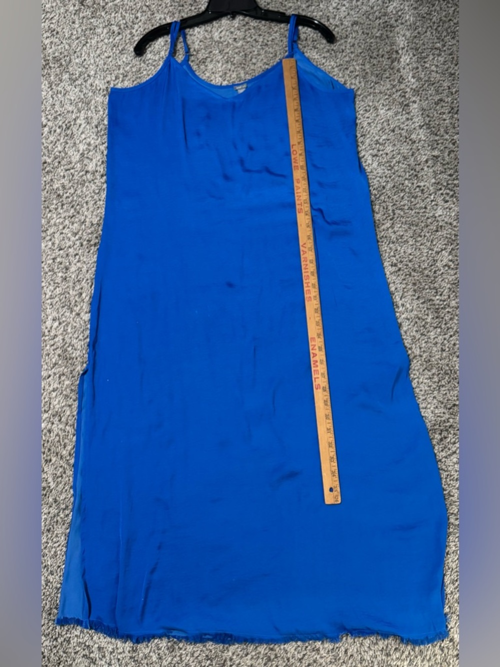 Aerie Sz XL Royal Blue Maxi Satin Slip Dress Raw Hem Leg Slits Resort Vacay - Picture 11 of 11